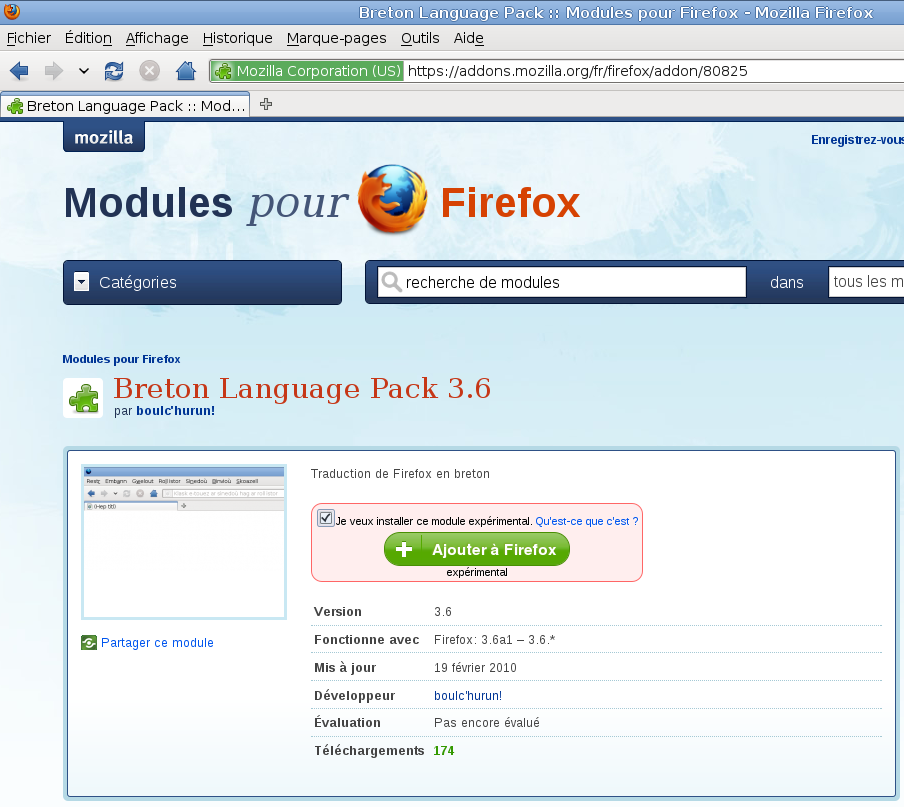 Téléchargement de l'extension