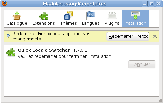 Redémarrage de Firefox