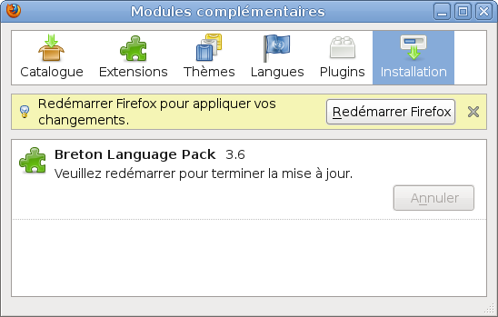 Redémarrage de Firefox